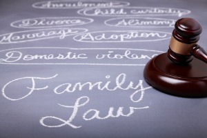 A Chalkboard with words written on it related to Family Law in Peoria IL